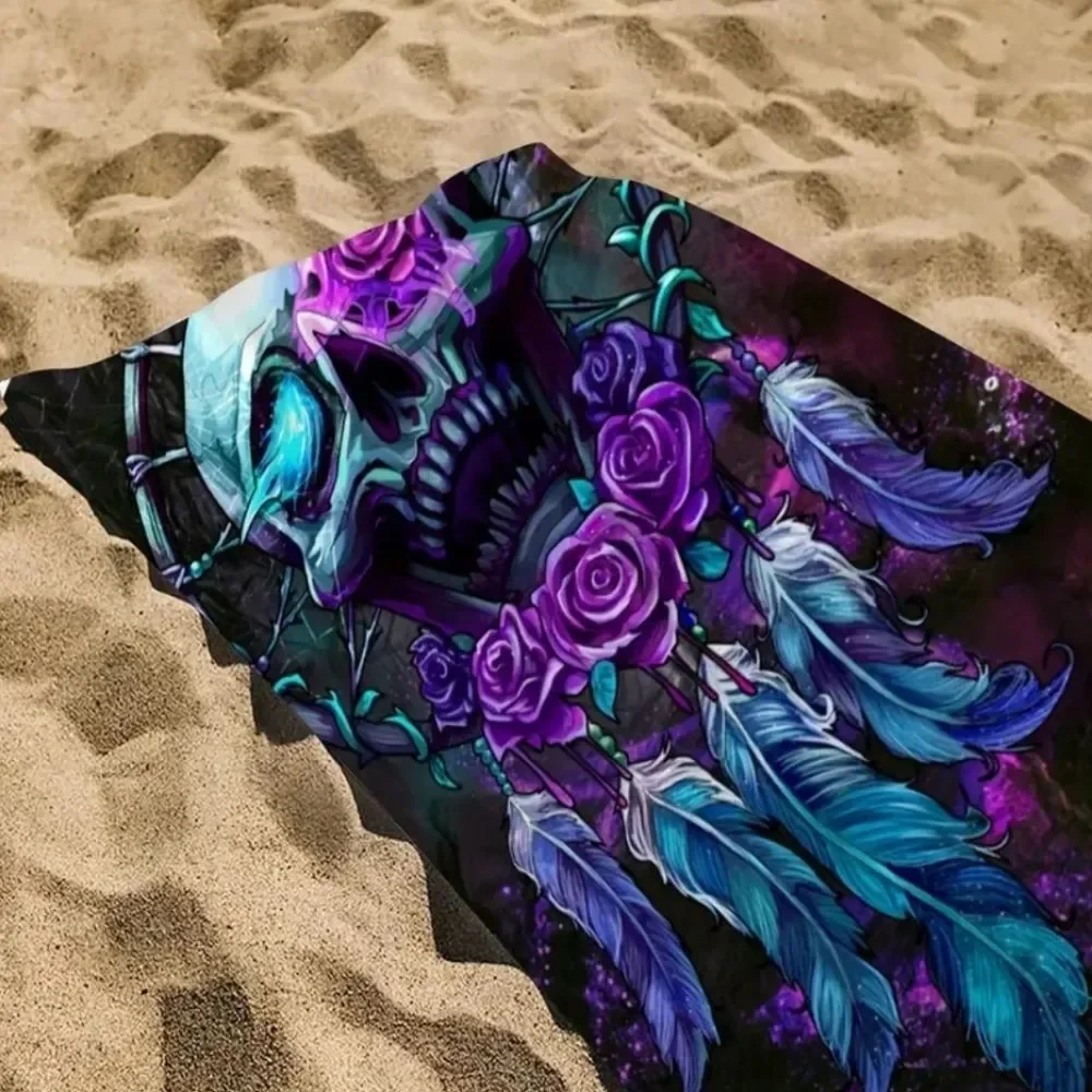 purple skull dream catcher towel